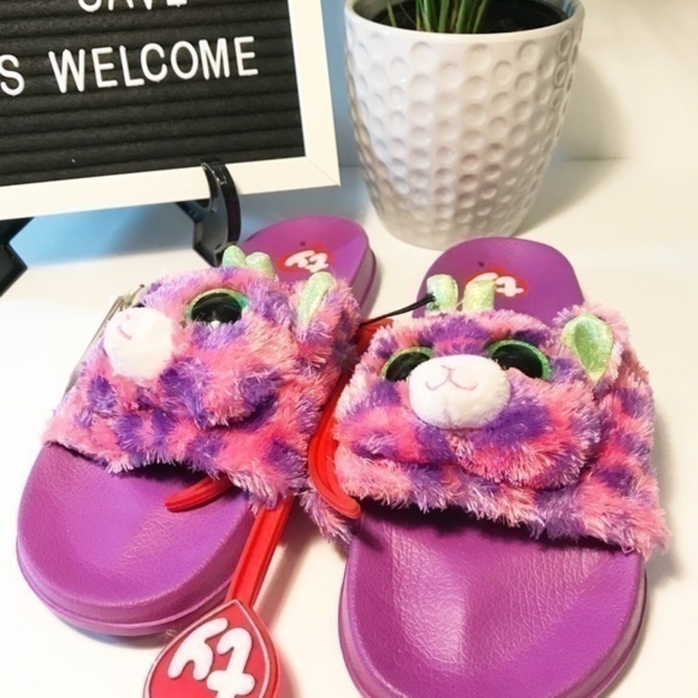NWT TY beanie Boo’s  “Gilbert “ pink purple slippers